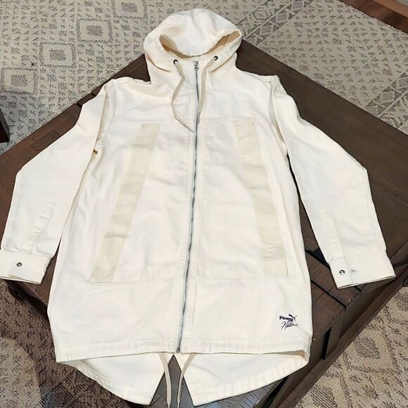 Puma x Naturel Cream Speedy Long Denim Hooded Parka Sz M - Picture 1 of 11
